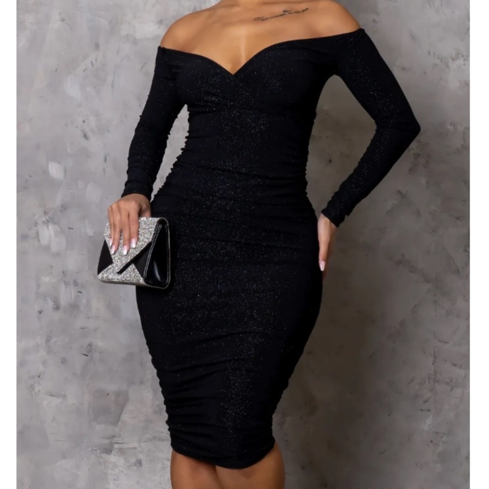 Sparkly Midi Black Dress